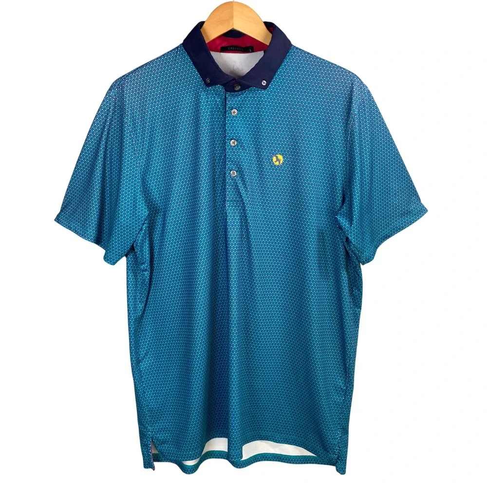 Greyson Golf Polo Shirt Mens Large Geometric‎ Print Performance Stretch Preppy